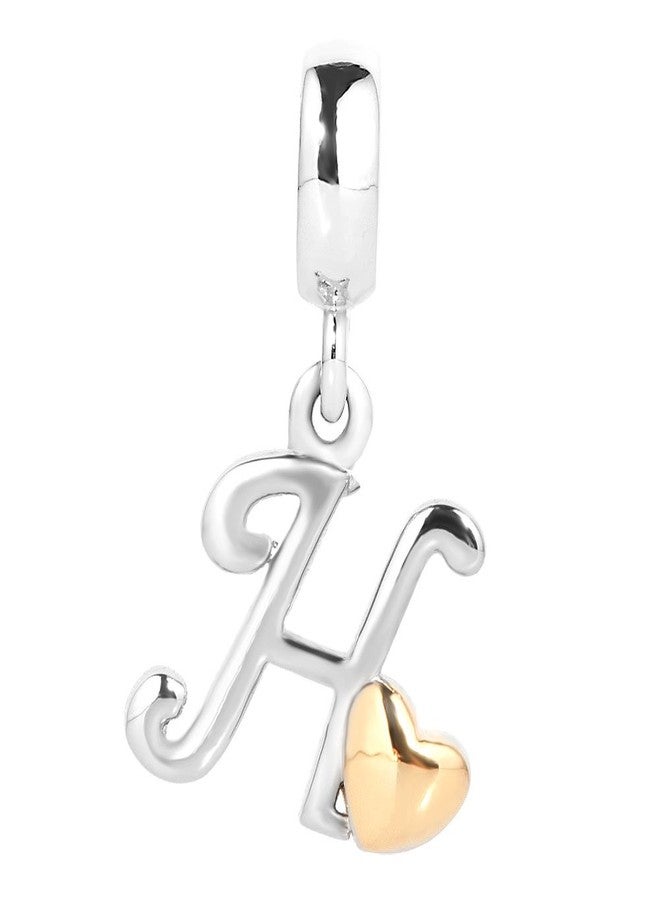QueenCharms Initial A-Z Letter Charm Golden Heart Alphabet Dangle Beads For Bracelets & Necklaces (H) - Image 2