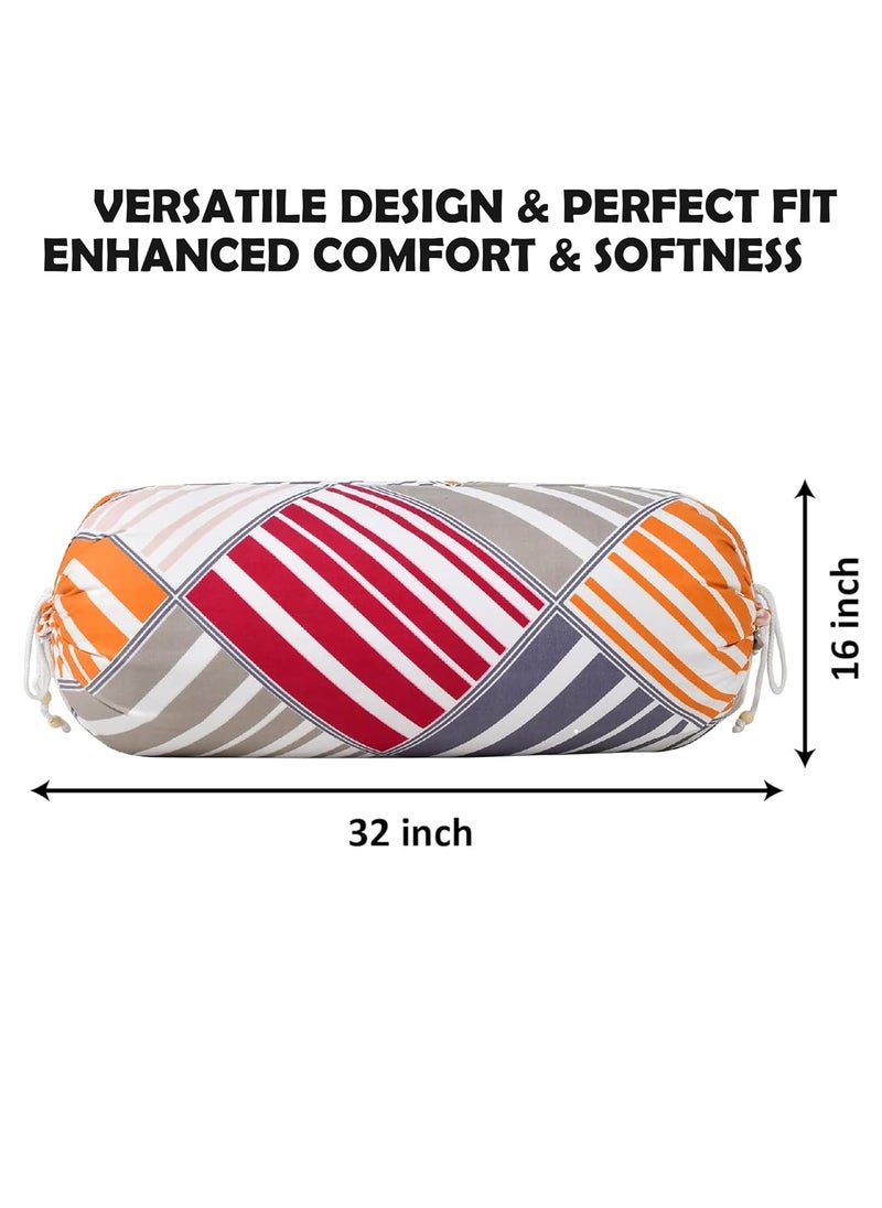 Kuber Industries Kuber Industries Bolster Cover Set of 4 Side Pillow Cover for Bedroom Living Room Bolster Pillow Cover 16x32 inches Margenta Grey  - Image 3