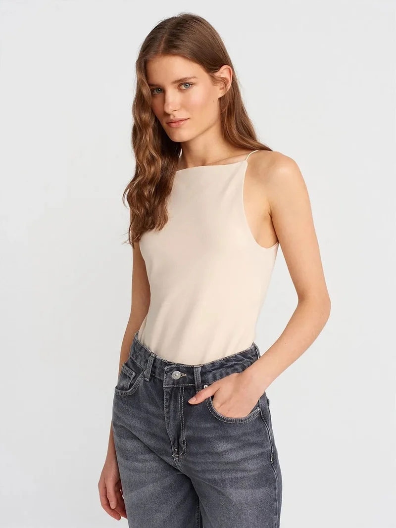 Dilvin DILVIN Slim-Fit Halterneck Jersey Blouse