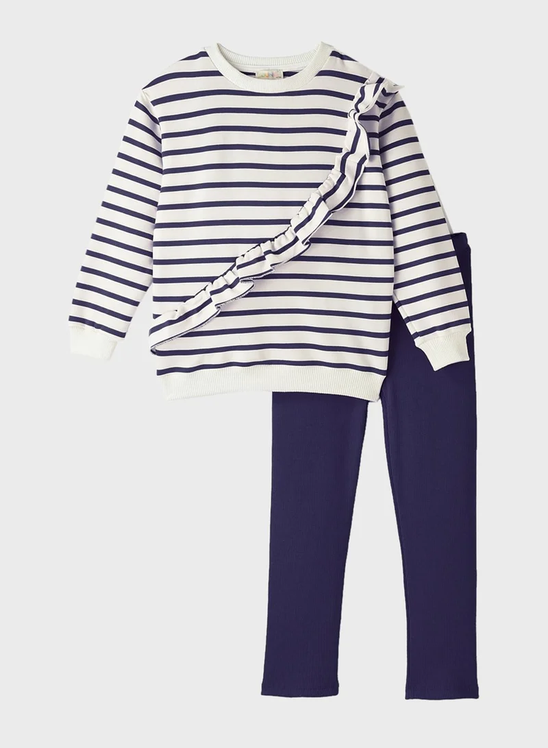 JUNE Kids Striped Sweatshirt And Tights
