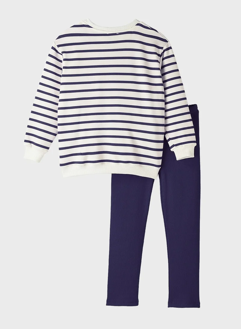 JUNE Kids Striped Sweatshirt And Tights