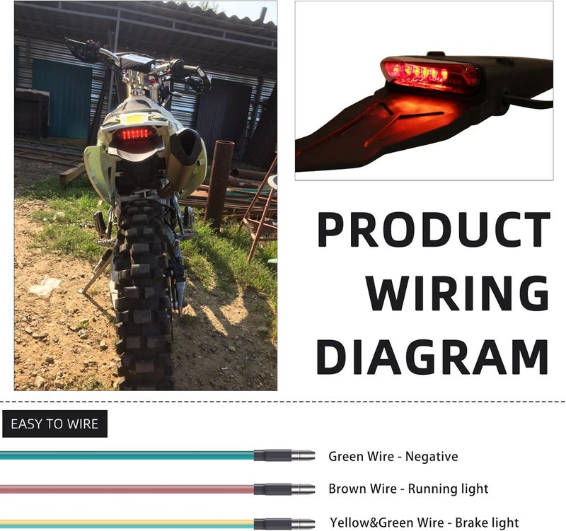 DREAMIZER Motorcycle Rear Fender LED Brake Tail Light with Turn Signal Indicator - Image 4