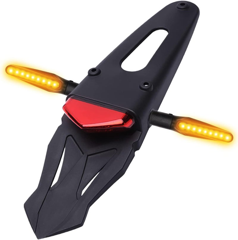 DREAMIZER Motorcycle Rear Fender LED Brake Tail Light with Turn Signal Indicator - Image 1