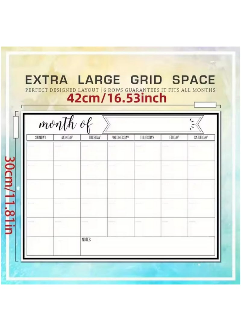 1PCS Magnetic Fridge Calendar Whiteboard with Strong Magnetic Backing Smooth Dry Erase Surface Monthly Weekly Planner Durable Table Calendar Blackboard Sticker Message Board 43 * 33cm - Image 3
