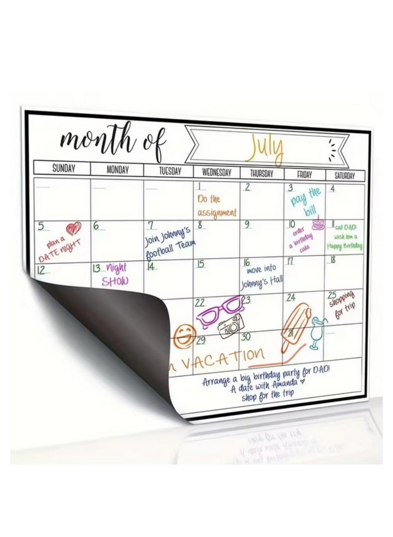 1PCS Magnetic Fridge Calendar Whiteboard with Strong Magnetic Backing Smooth Dry Erase Surface Monthly Weekly Planner Durable Table Calendar Blackboard Sticker Message Board 43 * 33cm - Image 1