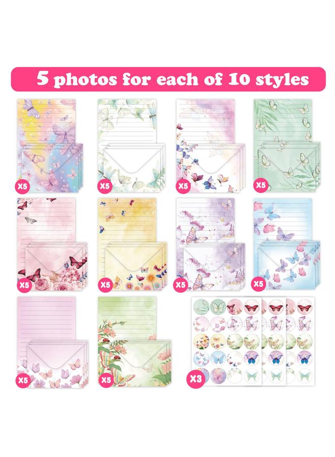 Bluejw Letter Envelope Butterfly Flower Plant 160 Pieces Creative Advanced Letter Stationery Suit New Product - Image 2