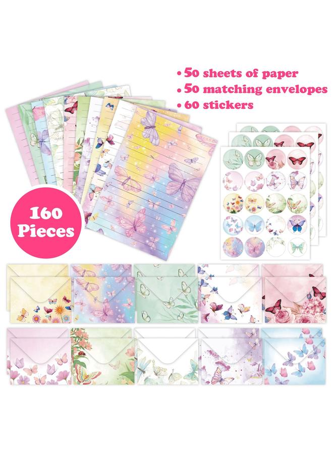 Bluejw Letter Envelope Butterfly Flower Plant 160 Pieces Creative Advanced Letter Stationery Suit New Product - Image 4