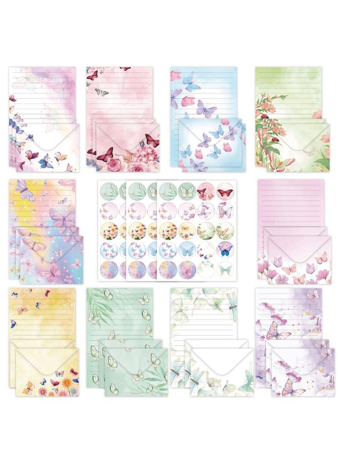 Bluejw Letter Envelope Butterfly Flower Plant 160 Pieces Creative Advanced Letter Stationery Suit New Product - Image 1