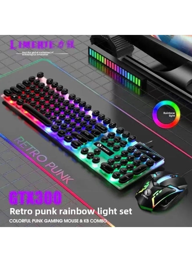 Keyboard Mouse Suit Cool Game Feel Mechanical Colorful Universal Laptop Desktop Keyboard Mouse Wired-Color:Keyboard + Mouse-black Rainbow 【classic Edition】 - Image 5