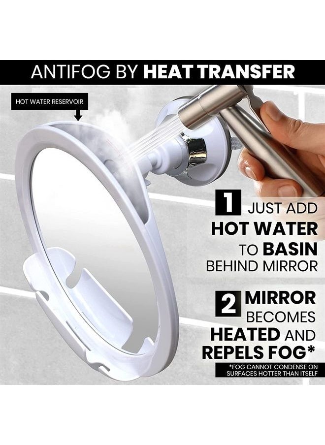 Mirrorvana Fogless Shower Mirror for Shaving with Razor Holder, Upgraded 360° Swivel Suction and Anti Fog Shatterproof Surface (White)  - Image 2