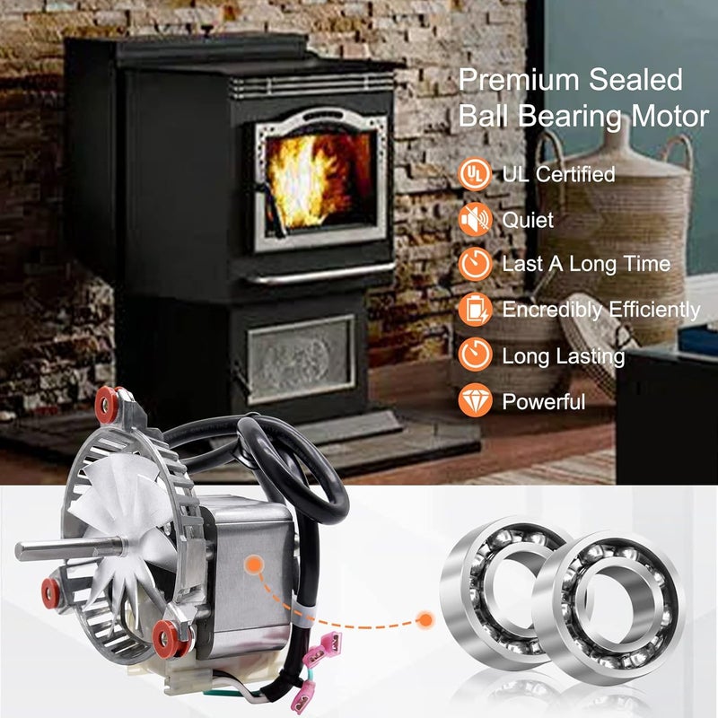 Criditpid Replacement 3-21-08639 Combustion Blower Motor for Harman P68, P43, P61, P61A, Accentra 52i, Advance, P38 Pellet Stoves, with 3-20-502221 Double Paddle Fan Blade. - Image 4