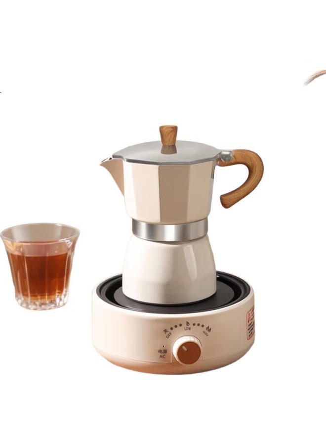 Cliton Mini Moka Pot Electric Heater Electric Ceramic Cooker Coffee And Tea Maker Surround Stove Tea Stove Heating Stove Round Edge Rice White - Image 2