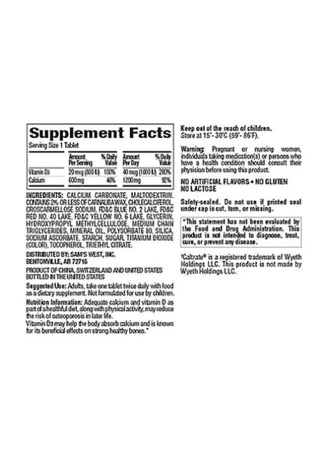 Members Mark Member's Mark Calcium 600mg with vitamin D-3 600Tablets  - Image 3