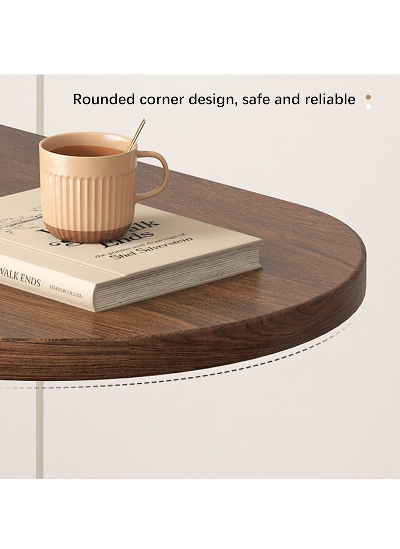 MileMelo - Wooden Oval Coffee Table C Shape Small Side Table With Metal Base, Modern Sofa Side Snack Table Walnut Color End Table - Image 1