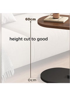 MileMelo Wooden Oval Coffee Table C Shape Small Side Table With Metal Base, Modern Sofa Side Snack Table Walnut Color End Table  - Image 4