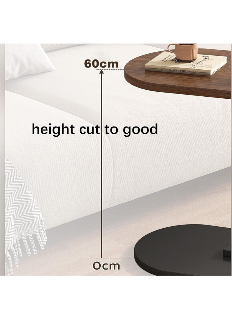MileMelo - Wooden Oval Coffee Table C Shape Small Side Table With Metal Base, Modern Sofa Side Snack Table Walnut Color End Table - Image 1