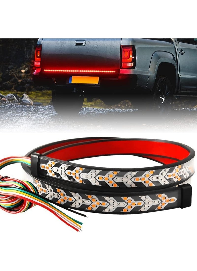 Generic Truck Led Light Arrow 120Cm Tailgate Bar Strip RED Brake Sequential Amber Turn Signal Lights Double Flashing Light Tail Light Bar for Pickup Trailer SUV RV Van - 1PC  - Image 1
