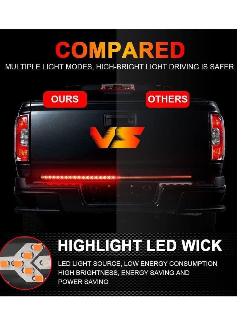 Generic Truck Led Light Arrow 120Cm Tailgate Bar Strip RED Brake Sequential Amber Turn Signal Lights Double Flashing Light Tail Light Bar for Pickup Trailer SUV RV Van - 1PC  - Image 4