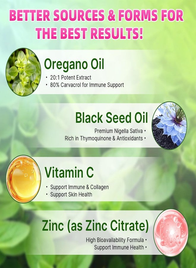 Mchokuu Oil of Oregano with Black Seed Oil 300mg Oregano Oil Gummies, 2-in-1 Black Seed Oil Supplement for Women & Men Support Antioxidant Health, Sugar Free & Vegan Raspberry Herbal Gummies, 60 Count - Image 2