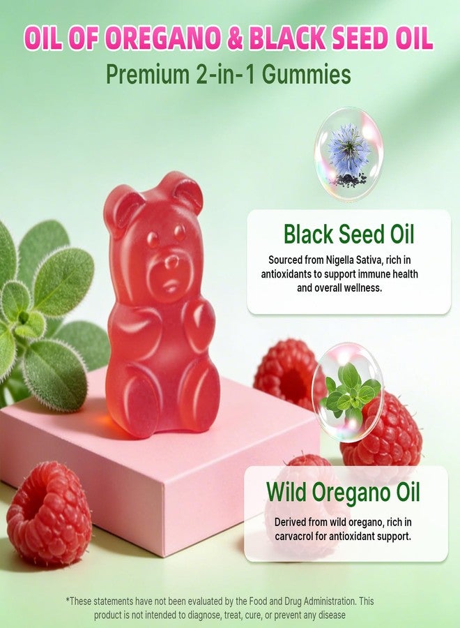 Mchokuu Oil of Oregano with Black Seed Oil 300mg Oregano Oil Gummies, 2-in-1 Black Seed Oil Supplement for Women & Men Support Antioxidant Health, Sugar Free & Vegan Raspberry Herbal Gummies, 60 Count - Image 4