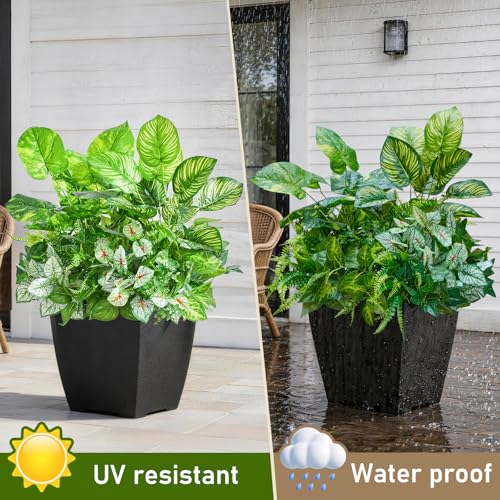 Faylifeway 12 Bundles Artificial Plants Outdoor,UV Resistant Fake Greenery Stems with Large Shrubs Faux Plastic Plant for Outside Front Porch Planters Garden Window Box Patio Decor(Pot Not Included) - Image 4