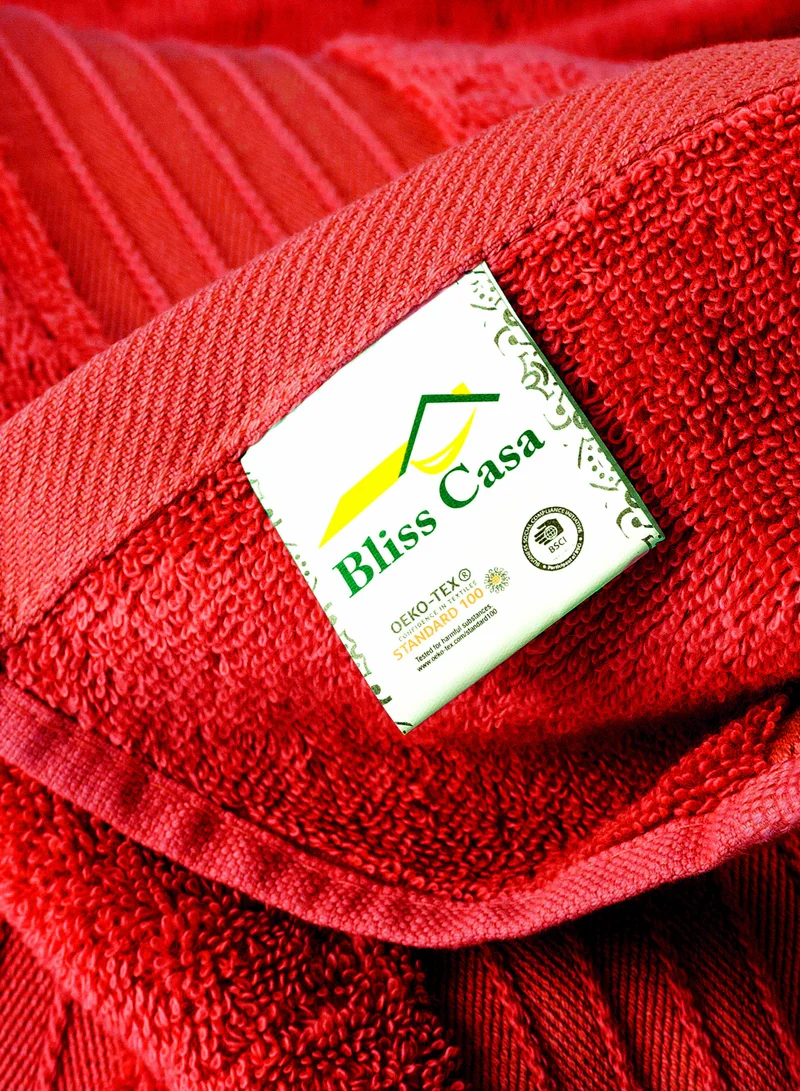 بليس كاسا مناشف حمام Bliss Casa مكونة من قطعة واحدة، مصنوعة من القطن الممشط بنسبة 100%، 550 جرام لكل متر مربع، مناشف عالية الجودة، سريعة الجفاف، ماصة للغاية، سميكة وناعمة، مناشف حمام فندقية للحمام والسبا 90×180 سم بيرغندي 80x190سم