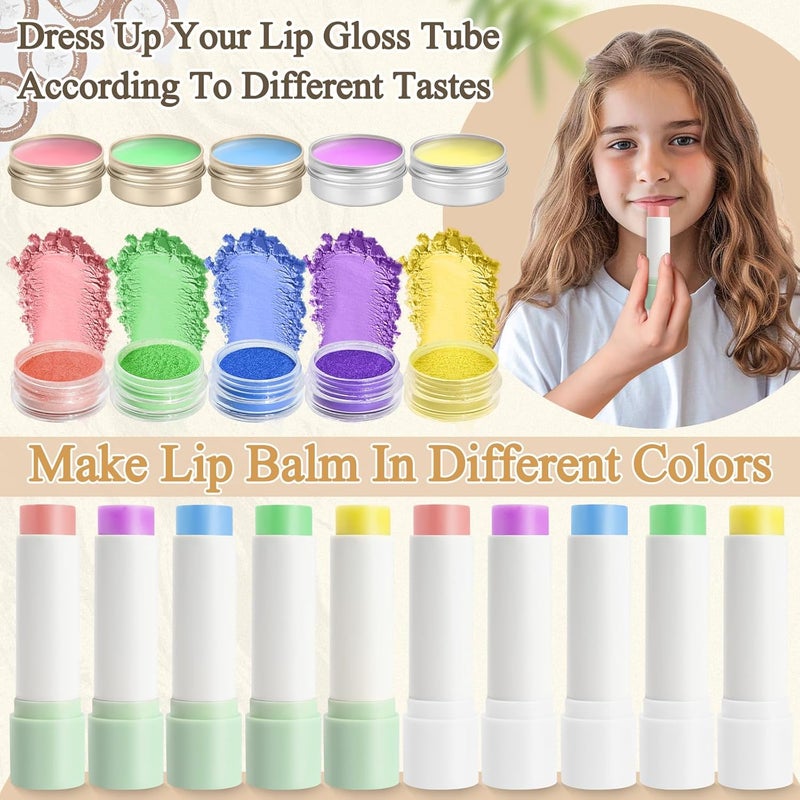 JUYRLE Lip Balm Making Kit- Coconut Lip Gloss Kit with Beeswax, Jojoba Oil, and Coconut Oil for Adults & Girls, Make Your Own Lip Balm– DIY Moisturizing Lip Care - Image 5