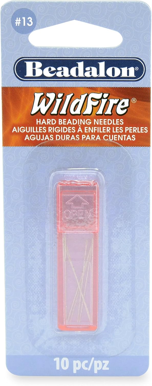 Beadalon Hard Needles 13 for Bead Cord Sizes up to 011 in 10 Pieces with caseSilver