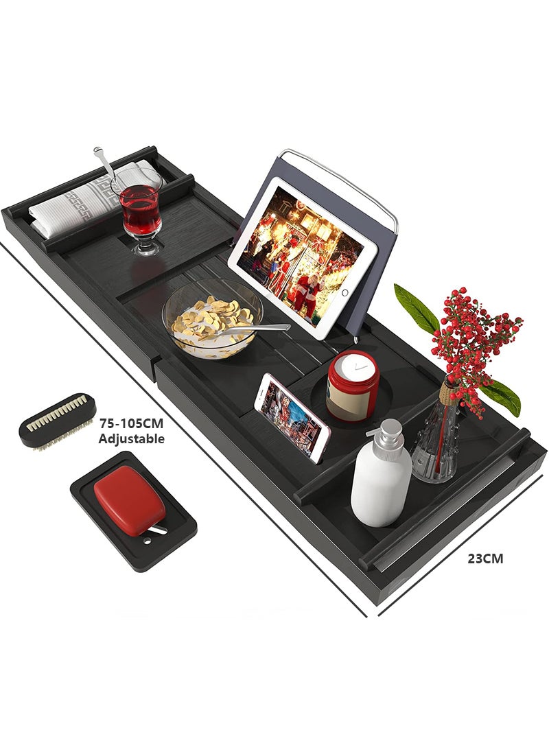 Bathtub Storage Tray - Bamboo Adjustable Bathroom Storage Tray for Luxurious SPA or Reading