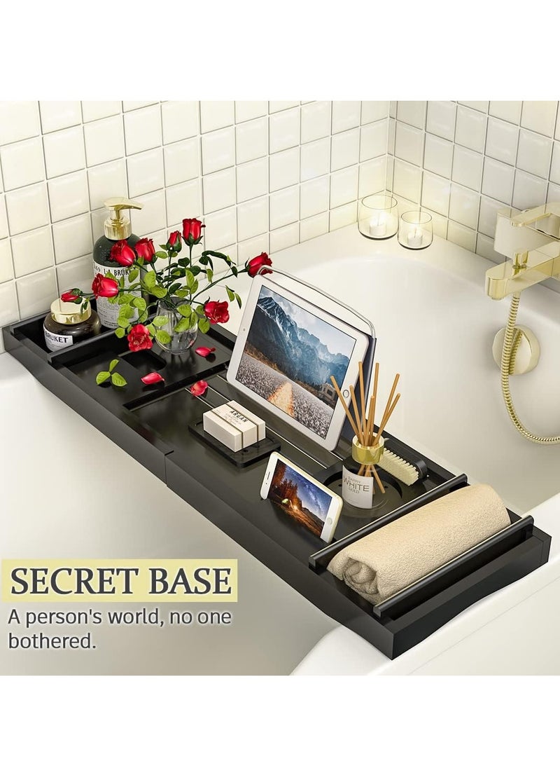 Bathtub Storage Tray - Bamboo Adjustable Bathroom Storage Tray for Luxurious SPA or Reading