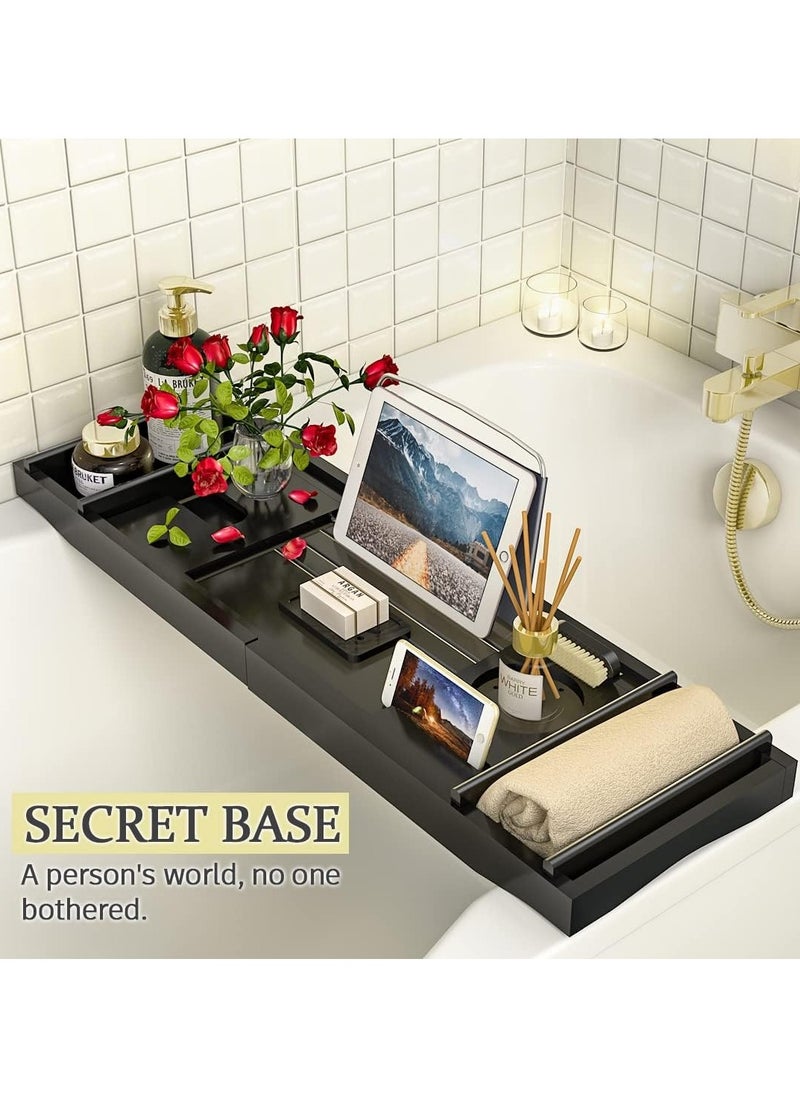 Sharpdo Bathtub Storage Tray - Bamboo Adjustable Bathroom Storage Tray for Luxurious SPA or Reading  - Image 1