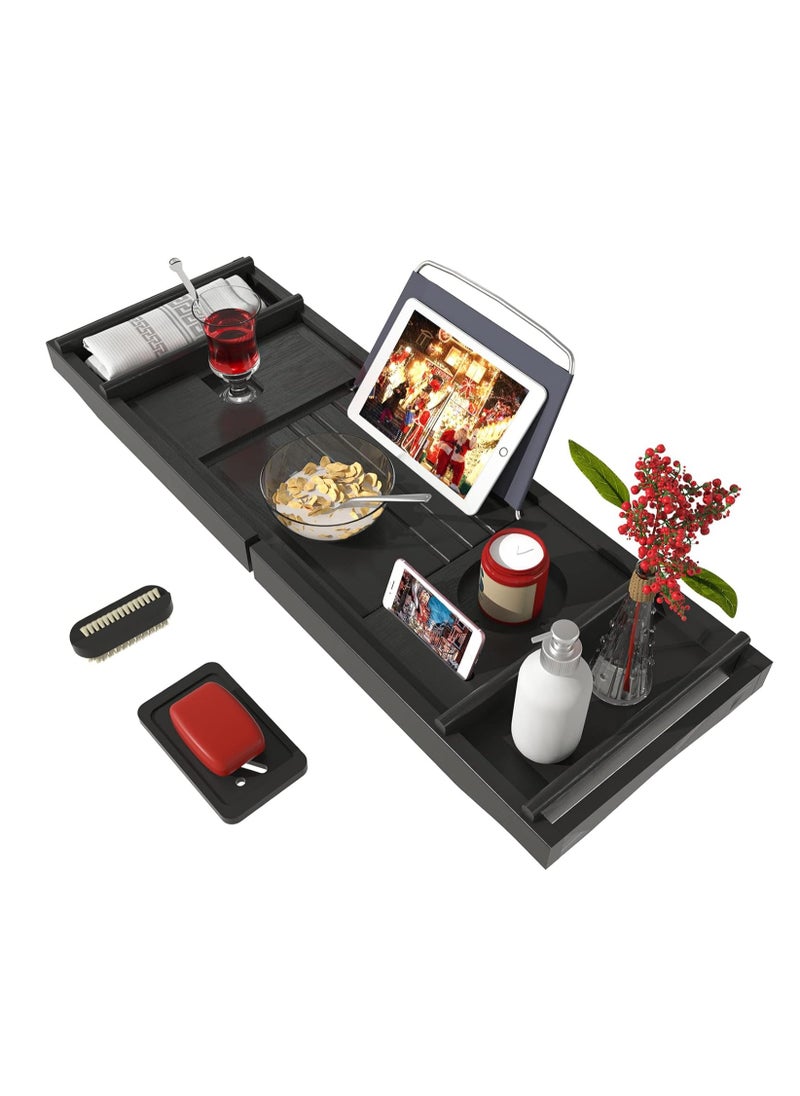 Sharpdo Bathtub Storage Tray - Bamboo Adjustable Bathroom Storage Tray for Luxurious SPA or Reading  - Image 2