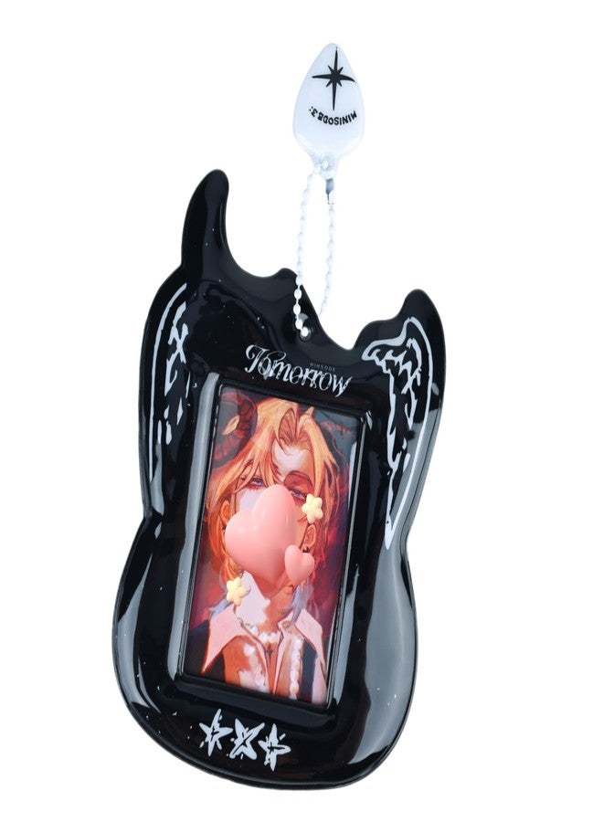 Hileapx Guitar Shaped Kpop Photocard Holder Keychain, 3-Inch PVC Transparent Protective Badge Sleeve for Kpop Fans, Collectibles, and Gift, Cute and Practical Card Holder for Women - Image 1