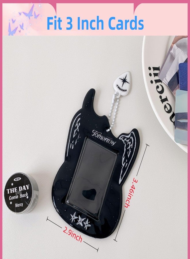 Hileapx Guitar Shaped Kpop Photocard Holder Keychain, 3-Inch PVC Transparent Protective Badge Sleeve for Kpop Fans, Collectibles, and Gift, Cute and Practical Card Holder for Women - Image 4