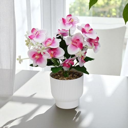 CURATED CART Flower Pot with Artificial Flowers - Orchid White & Pink Flower with White Vase | Ideal for Home Décor | Office Décor | Gifting | Size 25 x 15cm - Image 4