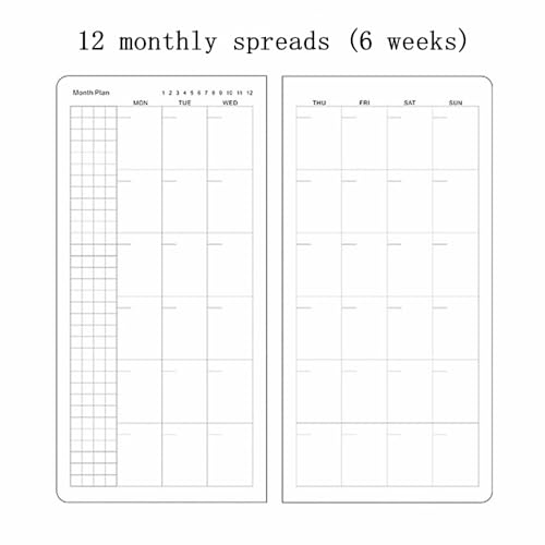 receip Undated Weekly Planner Notebook Pocket Organizer Appointment Book Journal Notebook A6 Week Plan Notepad (Dark Green) - Image 4