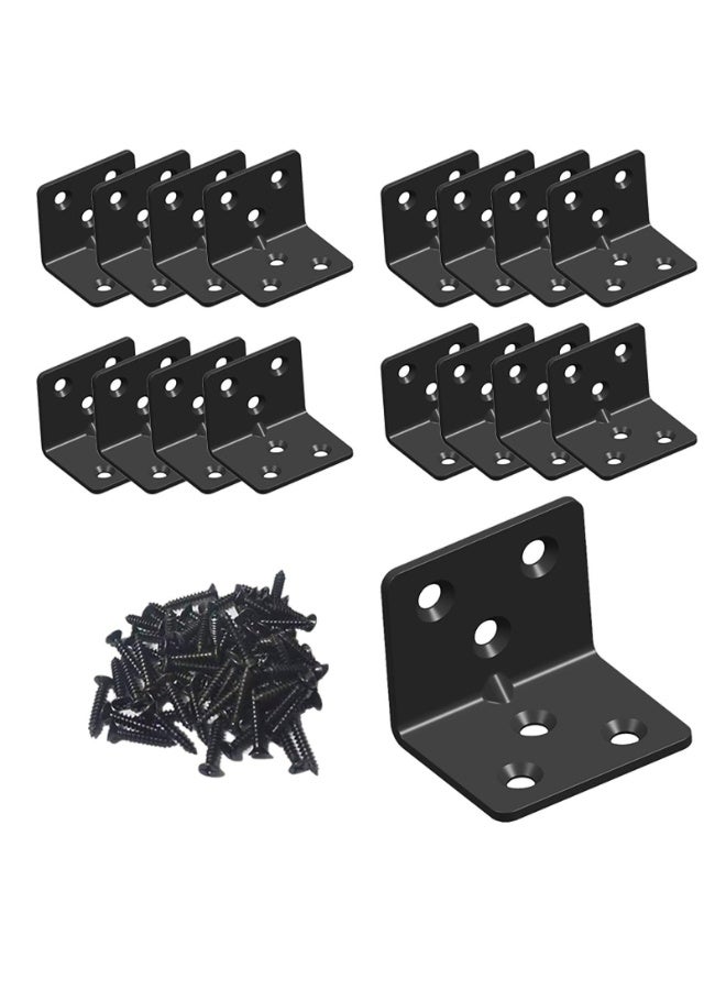 Black Stainless Steel Shelf Bracket,Joint Right Angle Bracket,L Shape Heavy Duty Metal Corner Brace Shelf Supporter (16 Pcs) (1.5x1.18x1.18x0.06) - Image 1