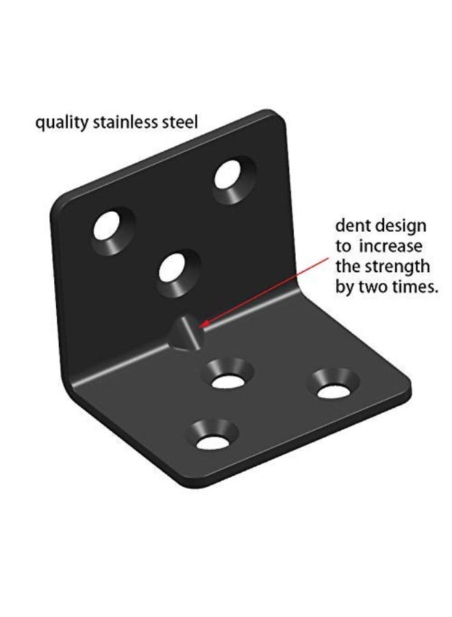 Black Stainless Steel Shelf Bracket,Joint Right Angle Bracket,L Shape Heavy Duty Metal Corner Brace Shelf Supporter (16 Pcs) (1.5x1.18x1.18x0.06) - Image 3