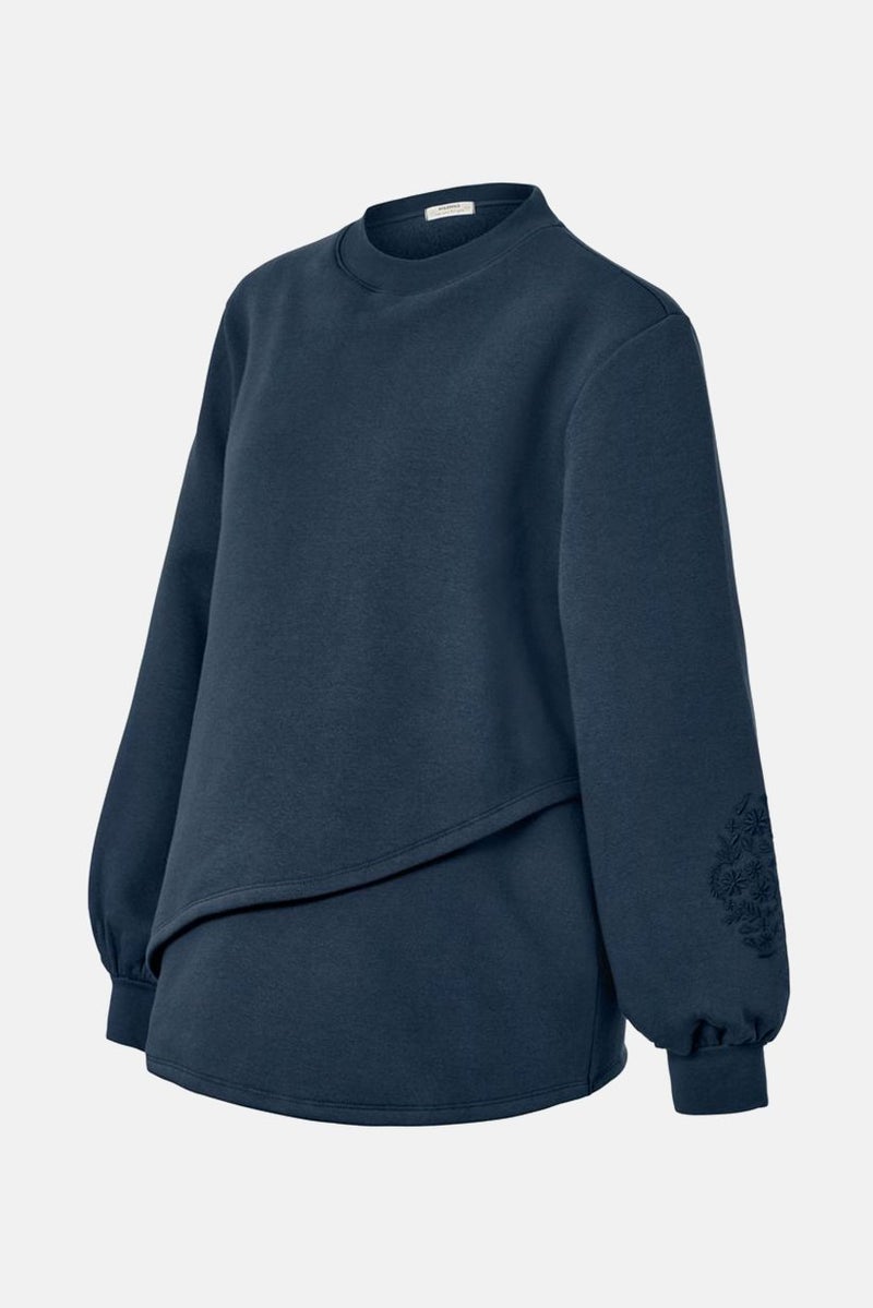 Tchibo Maternity Crew Neck Embroidered Sweatshirt, Navy - Image 2