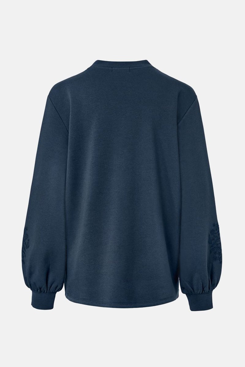 Tchibo Maternity Crew Neck Embroidered Sweatshirt, Navy - Image 3