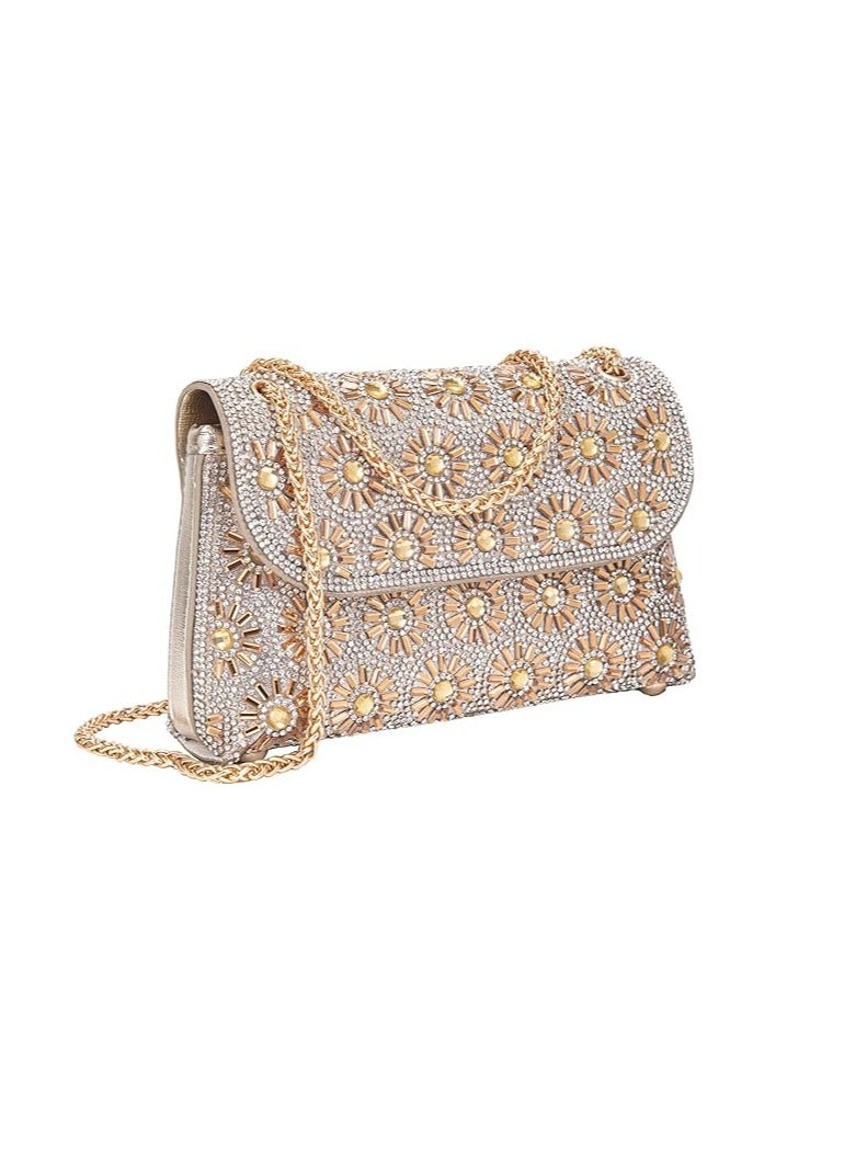 Zikra Elegant Rhinestone Evening Clutch Bag for Women - Versatile Crossbody & Shoulder Purse with Chain Strap - Image 1