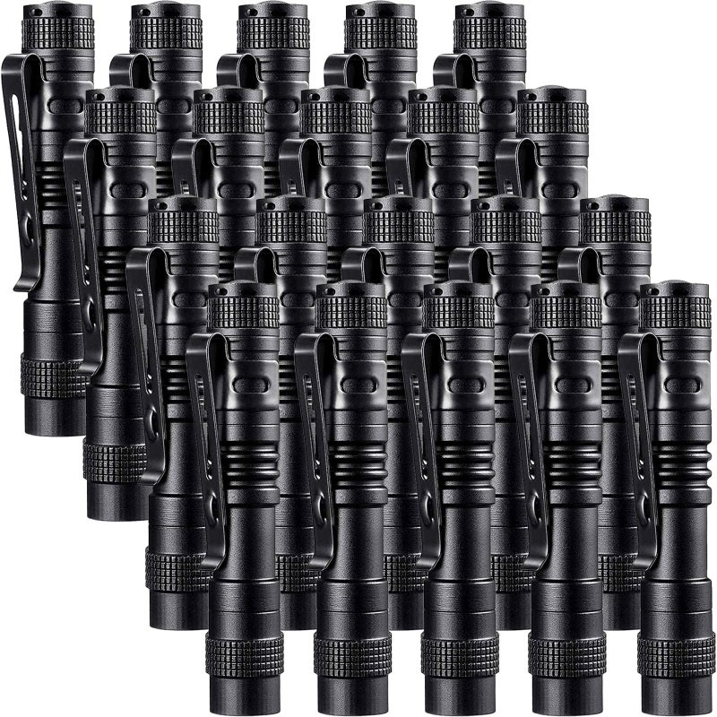 Beieverluck 20 Pack Pen Light Flashlight Mini Small Flashlight with Clip Waterproof LED Pocket Pen Flashlights for Camping Inspection Work and EmergencySmallBlack