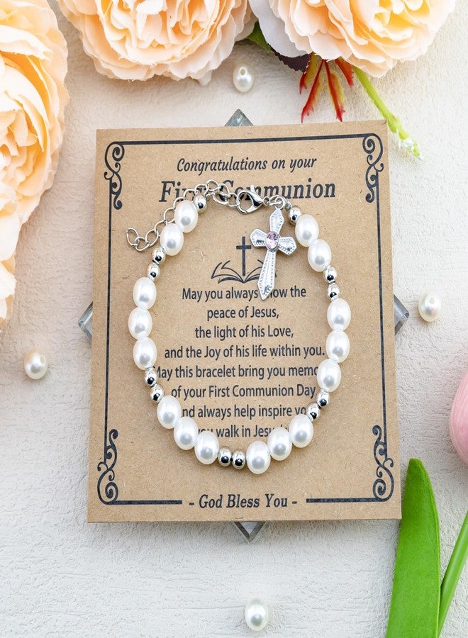 AOBIURV First Communion Gifts For Girls 1st Holy Communion Gift For Girls Cross Bracelet For Girl Catholic Bracelets Baptism Gift For Women First Mothers Day Birthday Friendship Gifts - Image 5