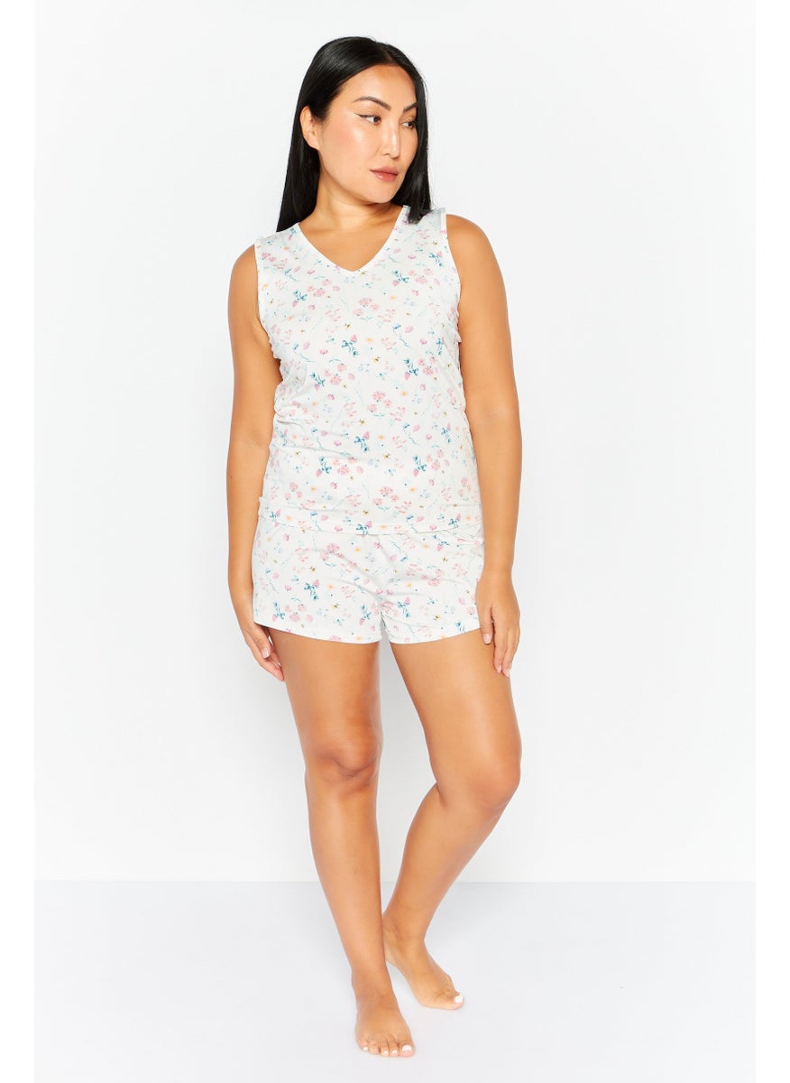 Nanette lepore - Women 2 Pcs Floral Print Top And Shorts Pajama Sets, White - Image 1