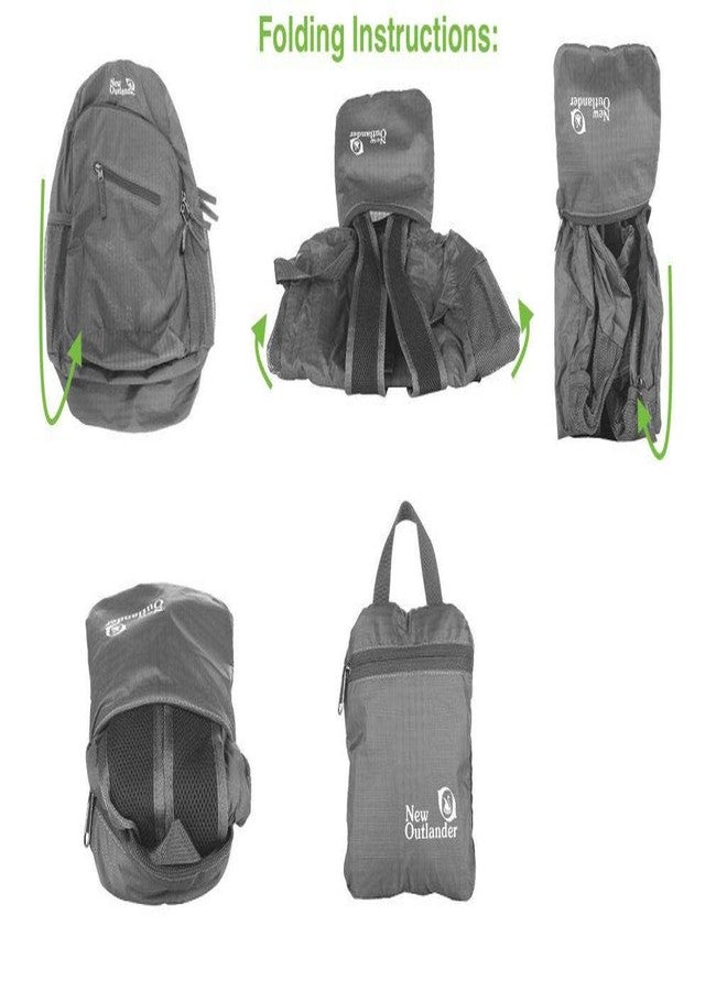 Outlander Packable Handy Lightweight Travel Hiking Backpack Daypack, Black - Image 5