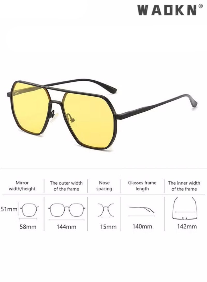 دبليو أيه أو كي أن نظارات شمسية مستقطبة للرجال للرؤية الليلية أثناء القيادة، نظارات شمسية للحماية من الأشعة فوق البنفسجية 400 بإطار من سبائك الألومنيوم والمغنيسيوم، نظارات مربعة للرجال للقيادة وصيد الأسماك والسفر - Image 3