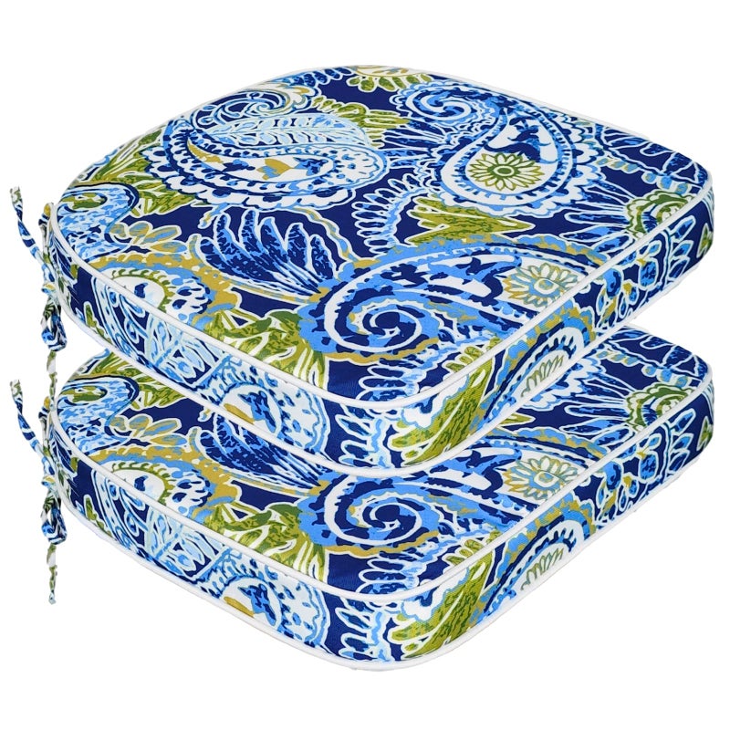 JMGBird Outdoor Chair Cushions Set of 2 Patio Cushions D16 x W17 Inch with Ties Outdoor Chair Pad for Patio Furniture Upgrade Thicker