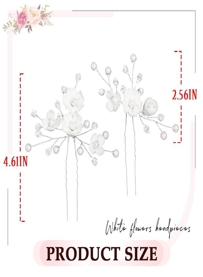 Fstrend Flowers Hair Pins Bridal Pearl Silver Crystal Hair Clips Pearl Hair Accessories for Bride and Bridesmaids - Image 3