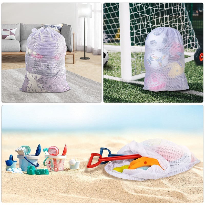 Polecasa Heavy Duty Large Mesh Laundry Bag with Drawstring Closure and ID Tag, Durable Laundry Bag for Travel, Sports, Dorms (24"x 36"| 1 Pack) - White - Image 5