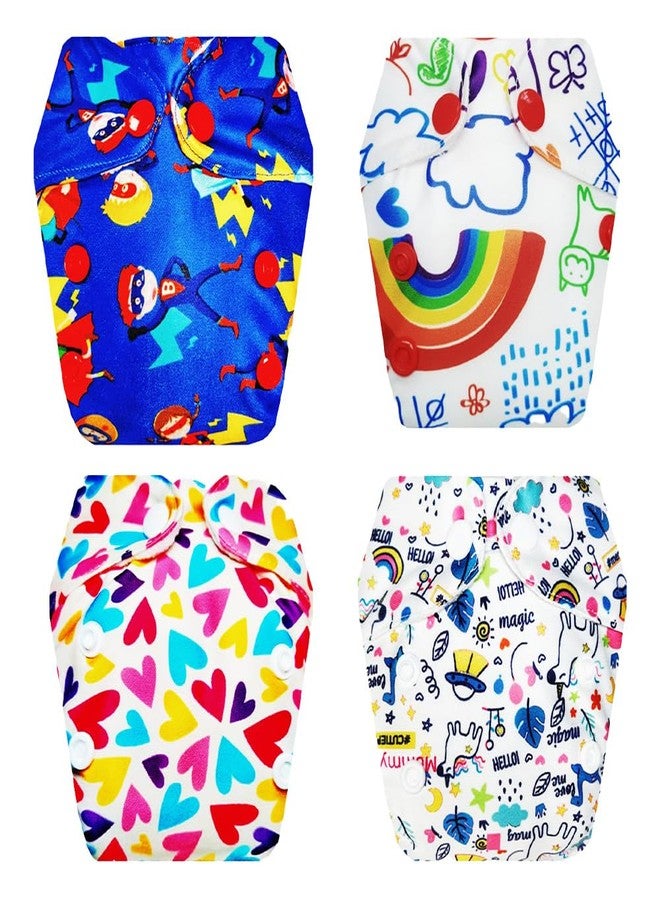 حفاضات قماشية فاخرة من دمبلدو للأطفال حديثي الولادة مع حشوة داخلية (عبوة من 4 قطع) | ملائمة ومريحة | تسمح بمرور الهواء | مناسبة للسفر | مثالية لفصل الصيف الهندي | من 0 إلى 4 أشهر | للجنسين - Image 1